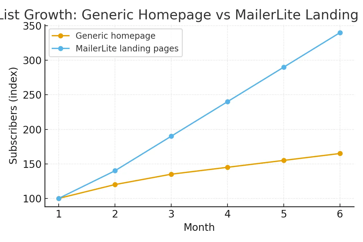 MailerLite landing page builder 2025: grow lists faster