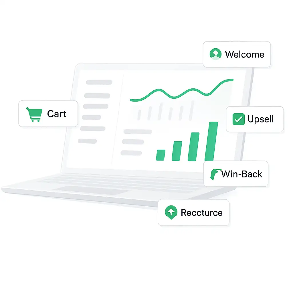 Marketing automation for small ecommerce stores dashboard illustration
