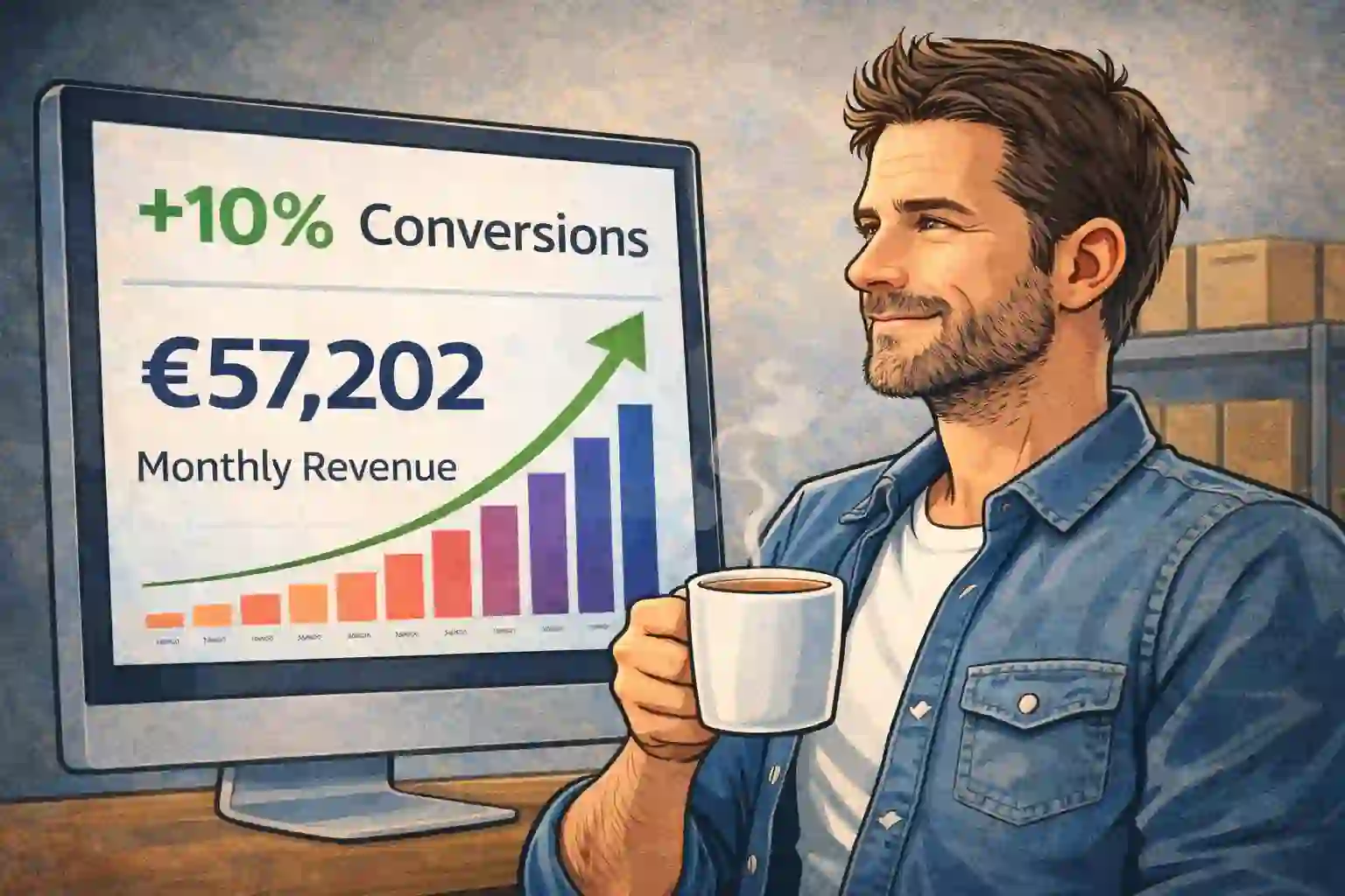 Positive sales day in the office after automation results