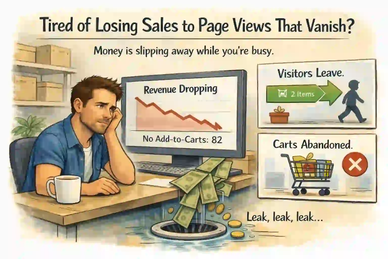 Browse abandonment flow leak: many product views but no add-to-carts